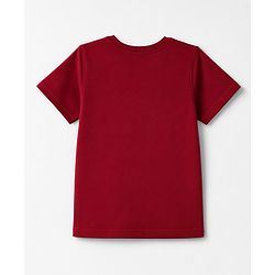 Pine Kids Cotton Knit Half Sleeves T-Shirt with Logo Print - Dark Red