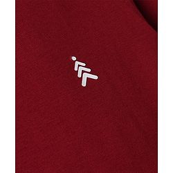 Pine Kids Cotton Knit Half Sleeves T-Shirt with Logo Print - Dark Red