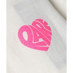 Pine Kids Cotton Knit Half Sleeves T-Shirt with Heart Print - White