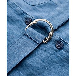 Pine Kids 100% Cotton Woven Full Sleeves Shirt Dress With Belt - Blue