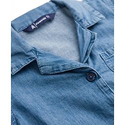 Pine Kids 100% Cotton Woven Full Sleeves Shirt Dress With Belt - Blue