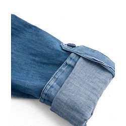 Pine Kids 100% Cotton Woven Full Sleeves Shirt Dress With Belt - Blue