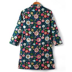 Pine Kids Woven Full Sleeves Floral Embroidered & Sequinned Kurta & Pyjama Set - Navy Blue