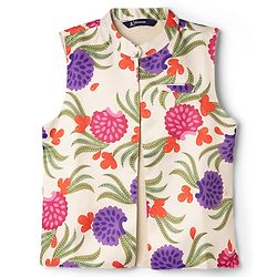 Pine Kids Woven Full Sleeves Floral Printed Kurta Pyjama Set With Jacket - Purple