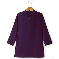 Pine Kids Woven Full Sleeves Floral Printed Kurta Pyjama Set With Jacket - Purple