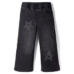 Pine Kids Denim Woven Full Length Jeans with Star Sequins in Black for 4-5 Years
