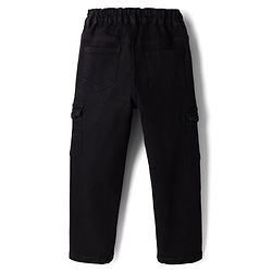 Pine Kids Denim Woven Full Length Jeans With Cargo Pockets - Black