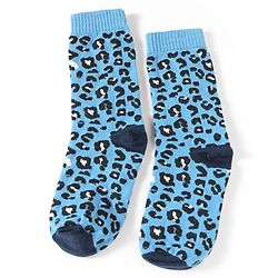 Pine Kids Cotton Knit Ankle Length Leopard Design Socks Pack of 5 - Pink Blue & Purple