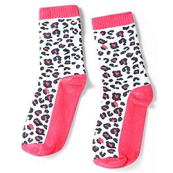 Pine Kids Cotton Knit Ankle Length Leopard Design Socks Pack of 5 - Pink Blue & Purple