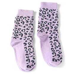 Pine Kids Cotton Knit Ankle Length Leopard Design Socks Pack of 5 - Pink Blue & Purple