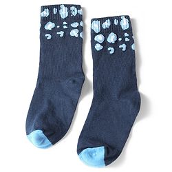 Pine Kids Cotton Knit Ankle Length Leopard Design Socks Pack of 5 - Pink Blue & Purple