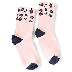 Pine Kids Cotton Knit Ankle Length Leopard Design Socks Pack of 5 - Pink Blue & Purple