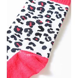 Pine Kids Cotton Knit Ankle Length Leopard Design Socks Pack of 5 - Pink Blue & Purple
