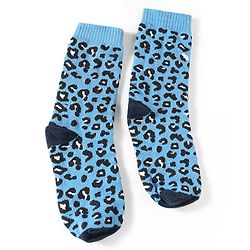 Pine Kids Cotton Knit Ankle Length Leopard Design Socks Pack of 5 - Pink Blue & Purple