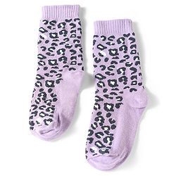 Pine Kids Cotton Knit Ankle Length Leopard Design Socks Pack of 5 - Pink Blue & Purple