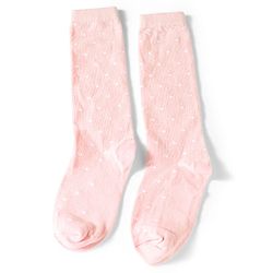 Pine Kids Cotton Knit Polka Dot Design Socks Pack of 3 - Pink Grey & Black