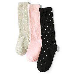 Pine Kids Cotton Knit Polka Dot Design Socks Pack of 3 - Pink Grey & Black