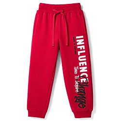Pine Kids Knit Full Length Text Printed Lounge Pant - Red
