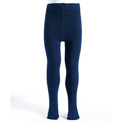 Pine Kids Cotton Knit Solid Color Footed Tights - Navy Blue