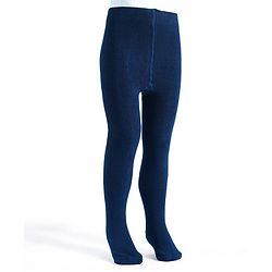Pine Kids Cotton Knit Solid Color Footed Tights - Navy Blue