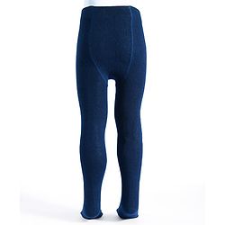 Pine Kids Cotton Knit Solid Color Footed Tights - Navy Blue