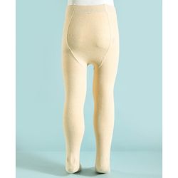 Pine Kids Cotton Knit Solid Color Footed Tights - Beige