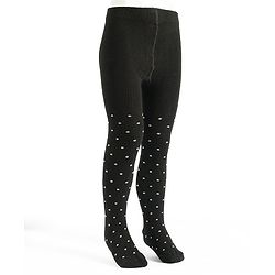 Pine Kids Cotton Knit Polka Dot Design Footed Tights - Black