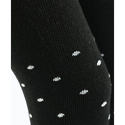 Pine Kids Cotton Knit Polka Dot Design Footed Tights - Black
