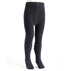 Pine Kids Cotton Knit Polka Dot Design Footed Tights - Navy Blue