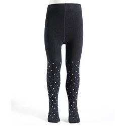 Pine Kids Cotton Knit Polka Dot Design Footed Tights - Navy Blue
