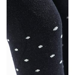 Pine Kids Cotton Knit Polka Dot Design Footed Tights - Navy Blue