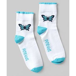 Pine Kids Knit Ankle Length Butterfly Designed Socks Pack of 5 - Multicolour