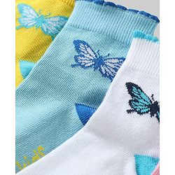 Pine Kids Knit Ankle Length Butterfly Designed Socks Pack of 5 - Multicolour
