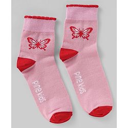 Pine Kids Knit Ankle Length Butterfly Designed Socks Pack of 5 - Multicolour