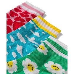 Pine Kids Knit Ankle Length Floral & Heart  Designed Socks Pack of 3- Multicolour