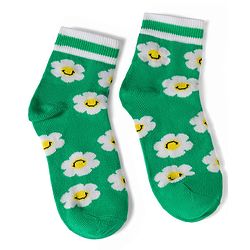 Pine Kids Knit Ankle Length Floral & Heart  Designed Socks Pack of 3- Multicolour