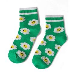 Pine Kids Knit Ankle Length Floral & Heart  Designed Socks Pack of 3- Multicolour