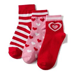 Pine Kids Knit Ankle Length Stripes & Heart Designed Socks Pack of 3- Multicolour