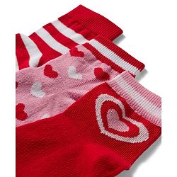 Pine Kids Knit Ankle Length Stripes & Heart Designed Socks Pack of 3- Multicolour