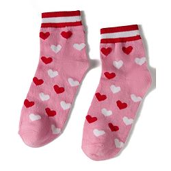 Pine Kids Knit Ankle Length Stripes & Heart Designed Socks Pack of 3- Multicolour