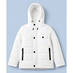 Pine Kids Woven Hoodies with Full Sleeves in White for 4-5 Years