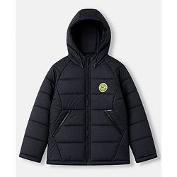 Pine Kids Woven Padded/Quilted/ Winter Jacket with Full Sleeves, Badge Patch and NYC Print in Navy Blue for 4-5 Years