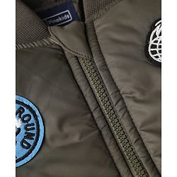 Pine Kids Woven Full Sleeves Padded Jacket with Underground Vibe Patch - Olive Green