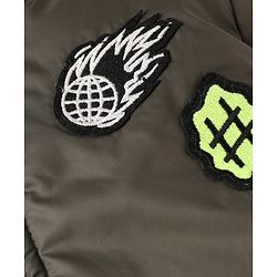 Pine Kids Woven Full Sleeves Padded Jacket with Underground Vibe Patch - Olive Green