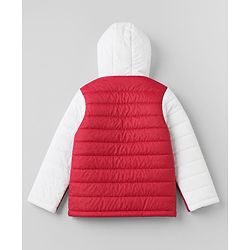Pine Kids Woven Hoodie Jacket with Full Sleeves in Red