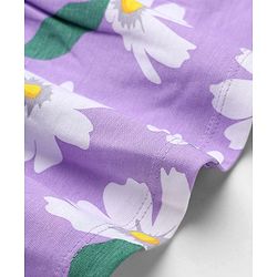 Pine Kids 100% Cotton Knit Full Sleeves One Piece Dress With Floral Print - Purple