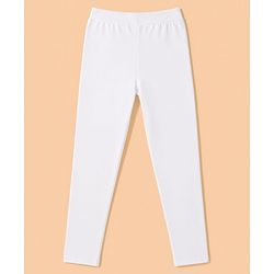 Pine Kids Cotton Lycra Knit Full Length Solid Colour Leggings Pack of 2 - White & Navy