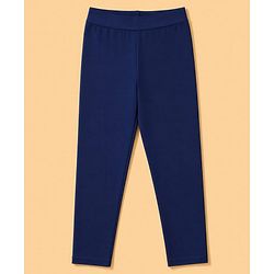 Pine Kids Cotton Lycra Knit Full Length Solid Colour Leggings Pack of 2 - White & Navy