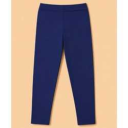 Pine Kids Cotton Lycra Knit Full Length Solid Colour Leggings Pack of 2 - White & Navy