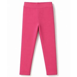 Pine Kids Cotton Lycra Knit Full Length Solid Leggings Pack Of 2 - Dark Pink & Purple